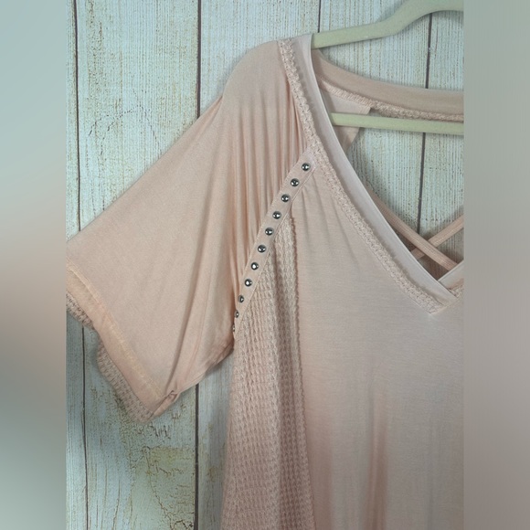 POL Studded Strappy Back Waffle Mixed Knit Top - Picture 6 of 10